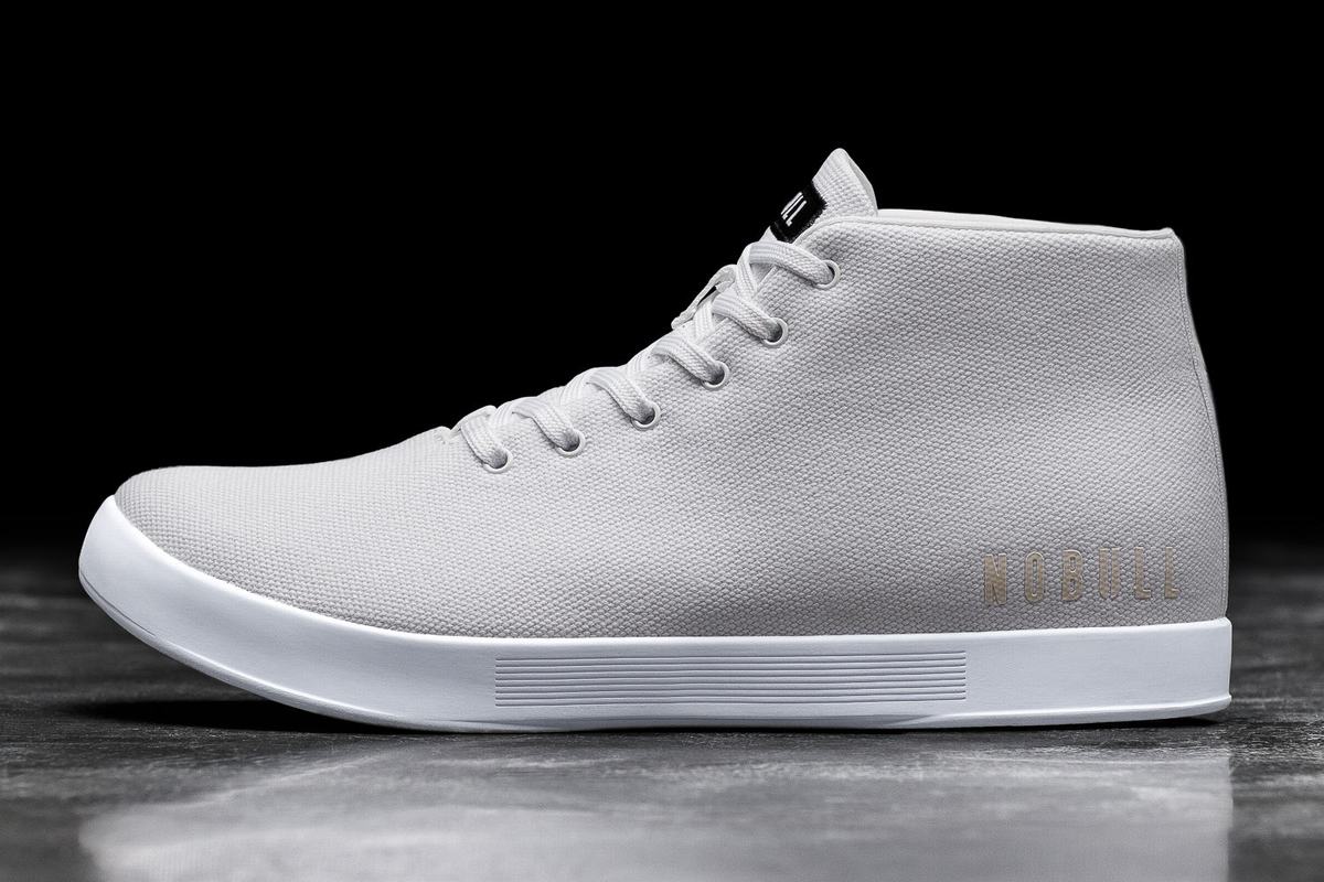 Nobull Canvas Mid Men\'s Trainers White | Australia (RI3095)